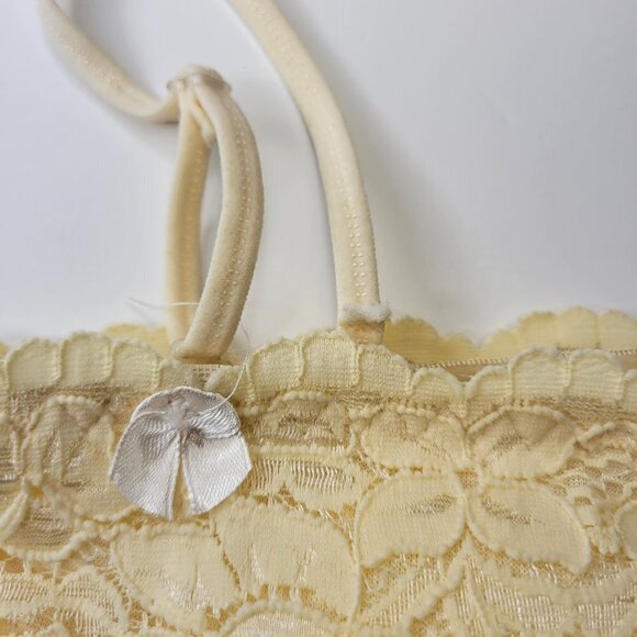 Sexy Cream Bralette Crop Top Lace Bandeau Adjustable Straps Removable Pads - NEW - Picture 10 of 14